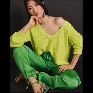 Pilcro Lime Green V-Neck Sweater